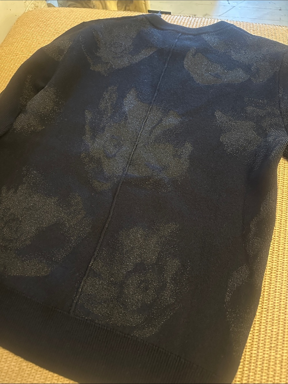 💜#70/71 The Kooples Black metallic Floral Jacquard Crewneck Sweater $315 - Picture 7 of 8
